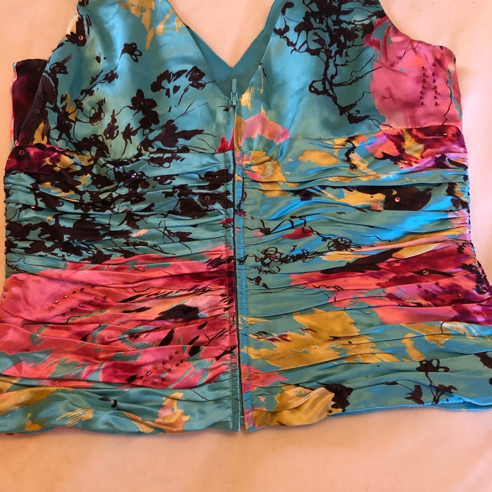 Silk multi color top - Picture 3 of 5